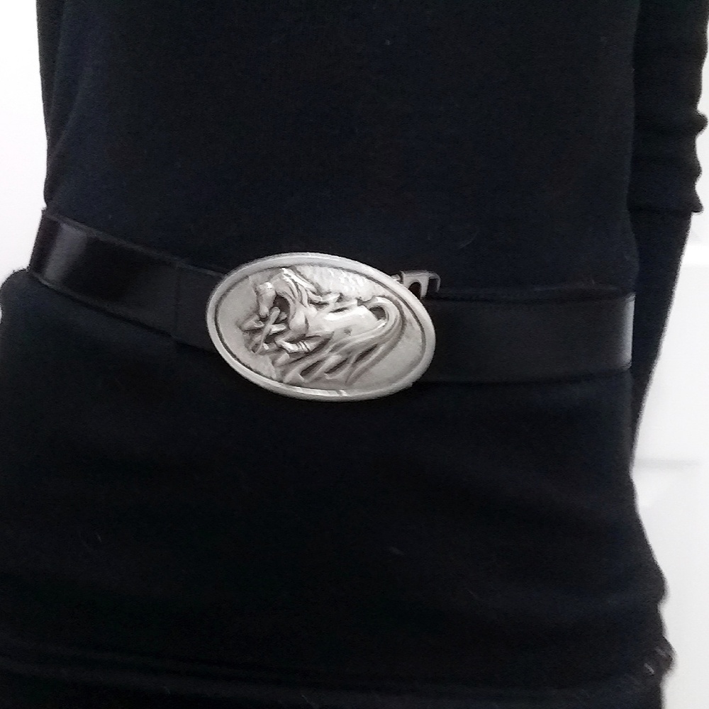 Vintage St. Justin Silver Horse Belt Buckle - Picture 3 of 7